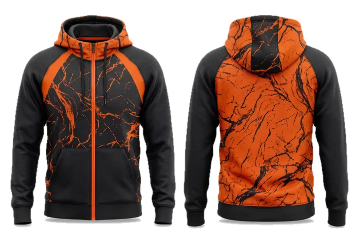 Ghost mannequin photograph of the Marble Tonal panel custom jersey design, front and back views side by side