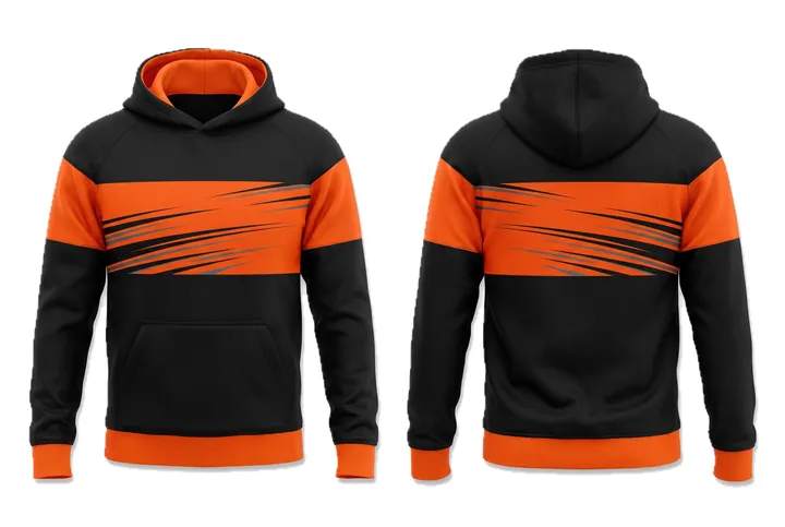 Ghost mannequin photograph of the Speed lines Horizontal block custom jersey design, front and back views side by side