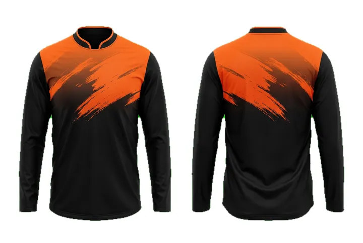 Ghost mannequin photograph of the Brush stroke Shoulder fade custom jersey design, front and back views side by side