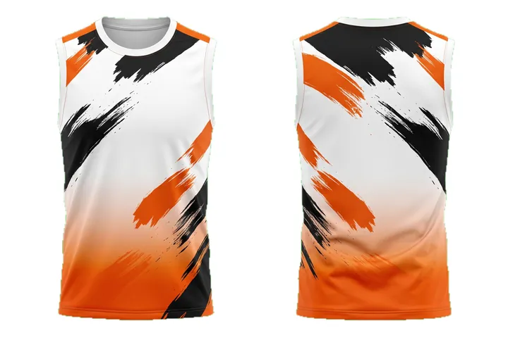 Ghost mannequin photograph of the Brush stroke Vertical fade custom jersey design, front and back views side by side