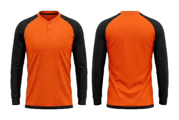 Ghost mannequin photograph of the Circuit trace Contrast raglan custom jersey design, front and back views side by side