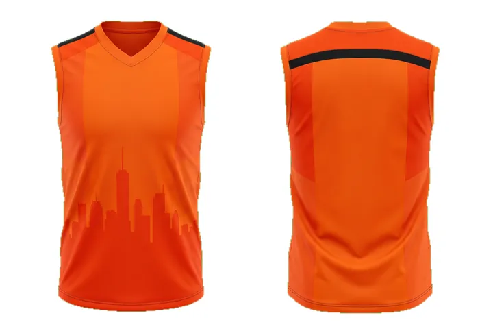 Ghost mannequin photograph of the City skyline Tonal panel custom jersey design, front and back views side by side