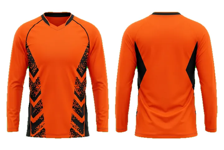 Ghost mannequin photograph of the Digital pixel Geometric side panel custom jersey design, front and back views side by side