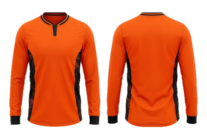 Ghost mannequin photograph of the Grit texture Side panel custom jersey design, front and back views side by side