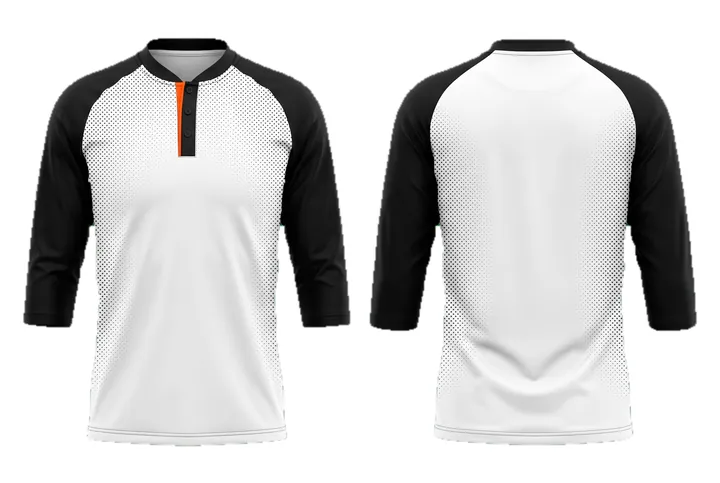 Ghost mannequin photograph of the Halftone dots Sleeve panel custom jersey design, front and back views side by side