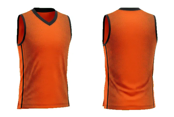 Ghost mannequin photograph of the Halftone dots Twin piping custom jersey design, front and back views side by side