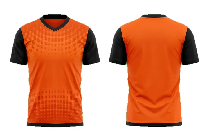 Ghost mannequin photograph of the Halftone fade Tonal custom jersey design, front and back views side by side