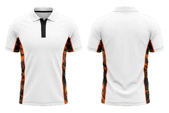 Ghost mannequin photograph of the Marble Side panel custom jersey design, front and back views side by side