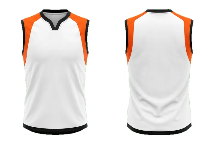 Ghost mannequin photograph of the Shoulder blade custom jersey design, front and back views side by side