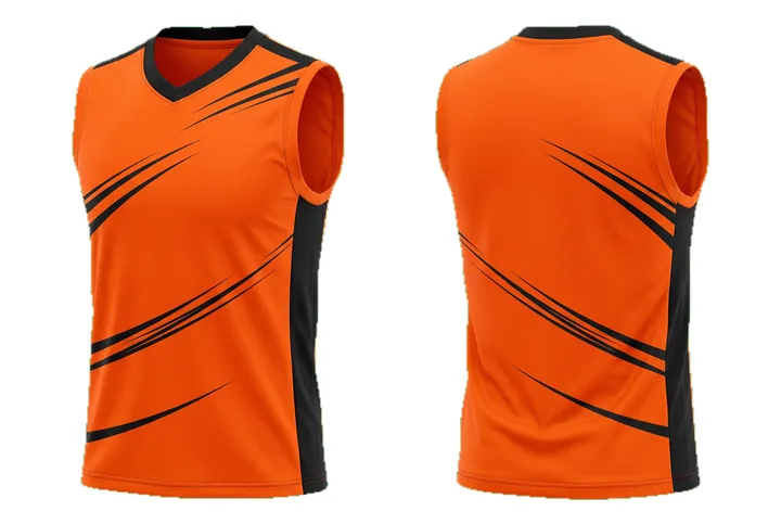 Ghost mannequin photograph of the Speed lines Side panel custom jersey design, front and back views side by side