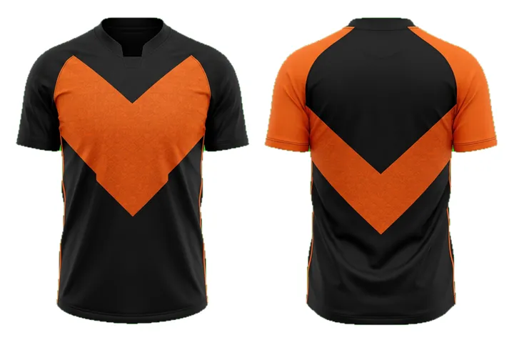 Ghost mannequin photograph of the Tessellation Chevron custom jersey design, front and back views side by side