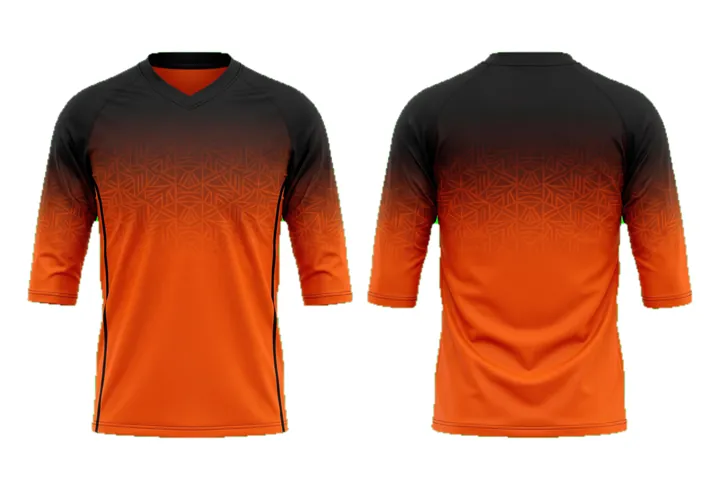Ghost mannequin photograph of the Tessellation Vertical Fade custom jersey design, front and back views side by side