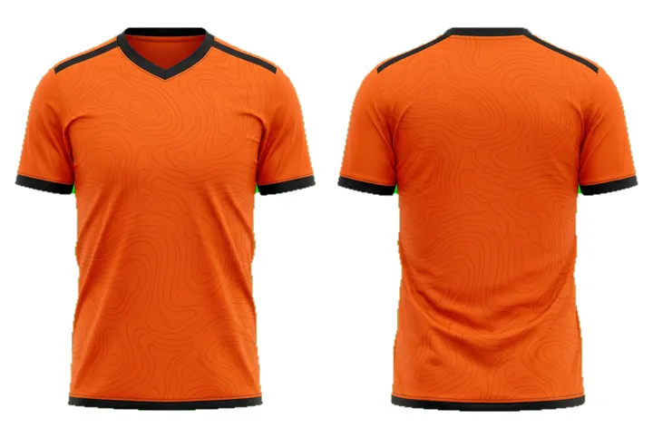 Ghost mannequin photograph of the Topographic Solid custom jersey design, front and back views side by side