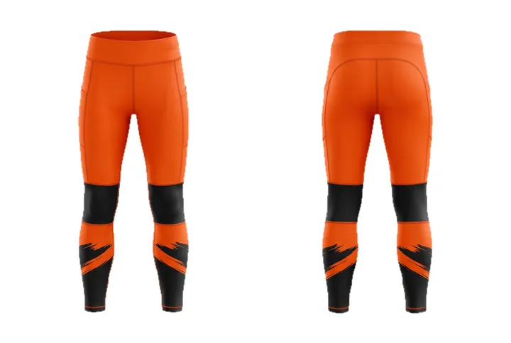 Ghost mannequin photograph of the Brush stroke Ankle block custom jersey design, front and back views side by side