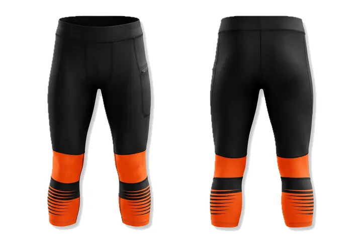 Ghost mannequin photograph of the Speed lines Ankle block custom jersey design, front and back views side by side