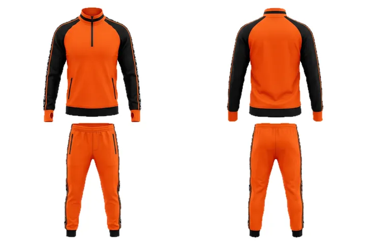 Ghost mannequin photograph of the Angular geometry Single side tape custom jersey design, front and back views side by side