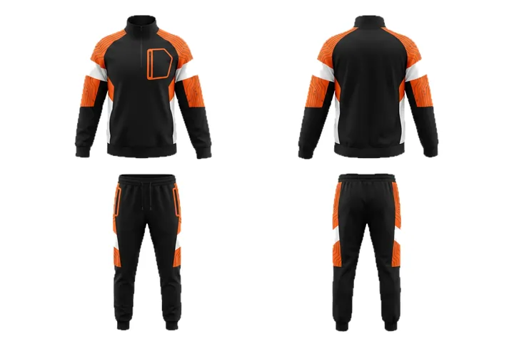 Ghost mannequin photograph of the Circuit trace Tonal panel custom jersey design, front and back views side by side