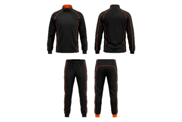 Ghost mannequin photograph of the Grit texture Piped panels custom jersey design, front and back views side by side