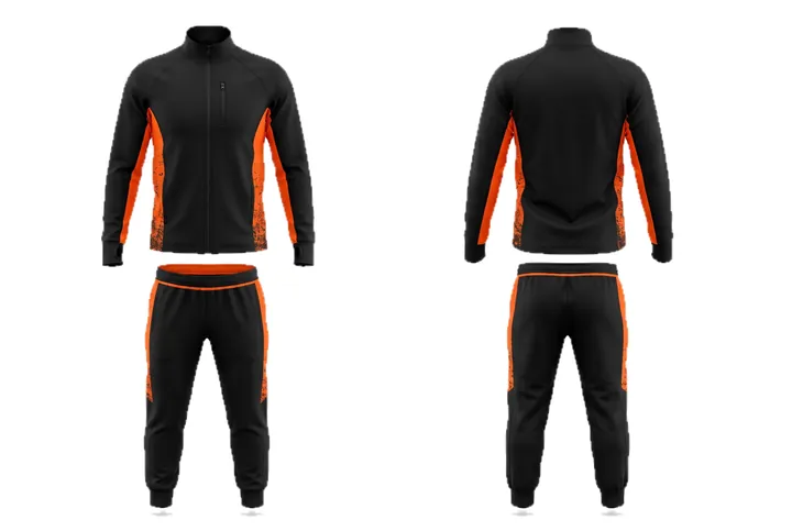 Ghost mannequin photograph of the Grit texture Underarm panel custom jersey design, front and back views side by side