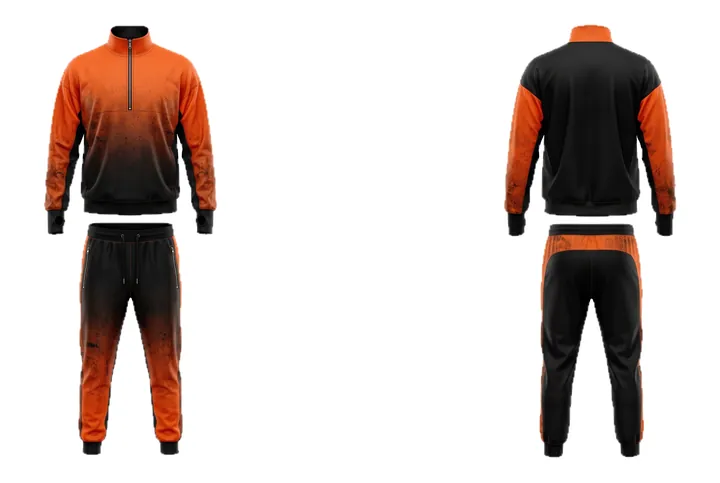 Ghost mannequin photograph of the Grit texture Vertical fade custom jersey design, front and back views side by side