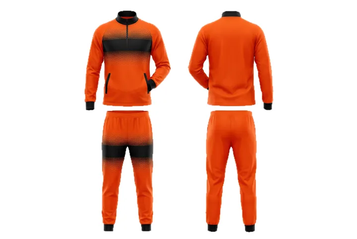 Ghost mannequin photograph of the Halftone dots Chest band custom jersey design, front and back views side by side