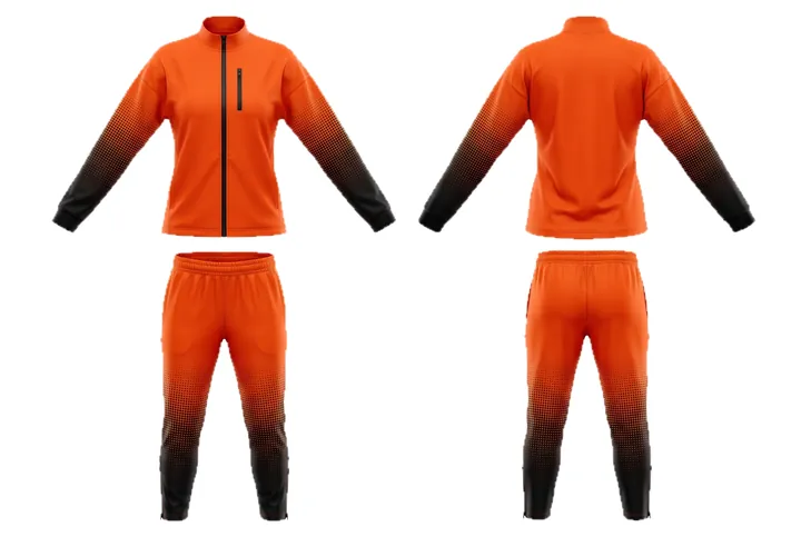 Ghost mannequin photograph of the Halftone dots Sleeve fade custom jersey design, front and back views side by side