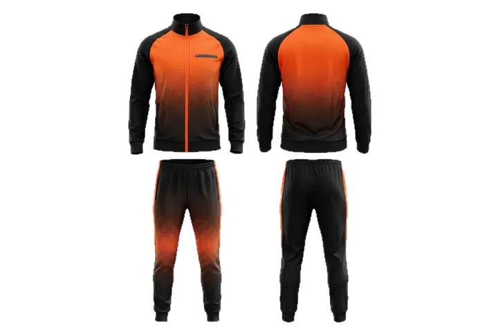 Ghost mannequin photograph of the Halftone dots Vertical fade custom jersey design, front and back views side by side