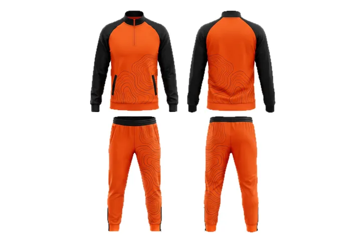 Ghost mannequin photograph of the Topographic Contrast raglan custom jersey design, front and back views side by side
