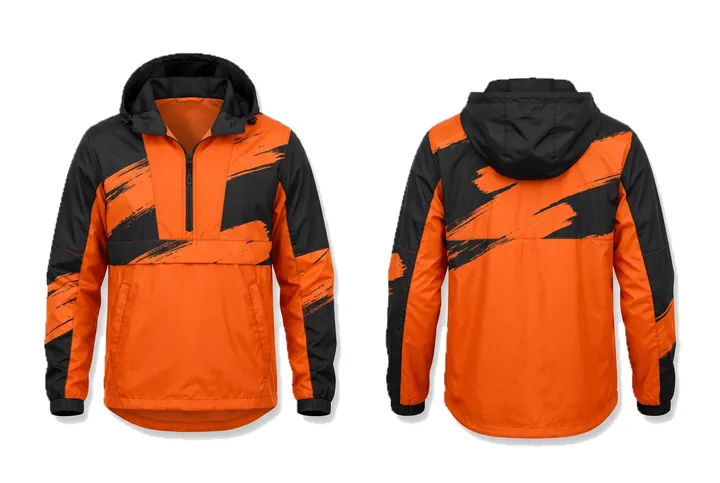 Ghost mannequin photograph of the Brush stroke Colour block panel custom jersey design, front and back views side by side