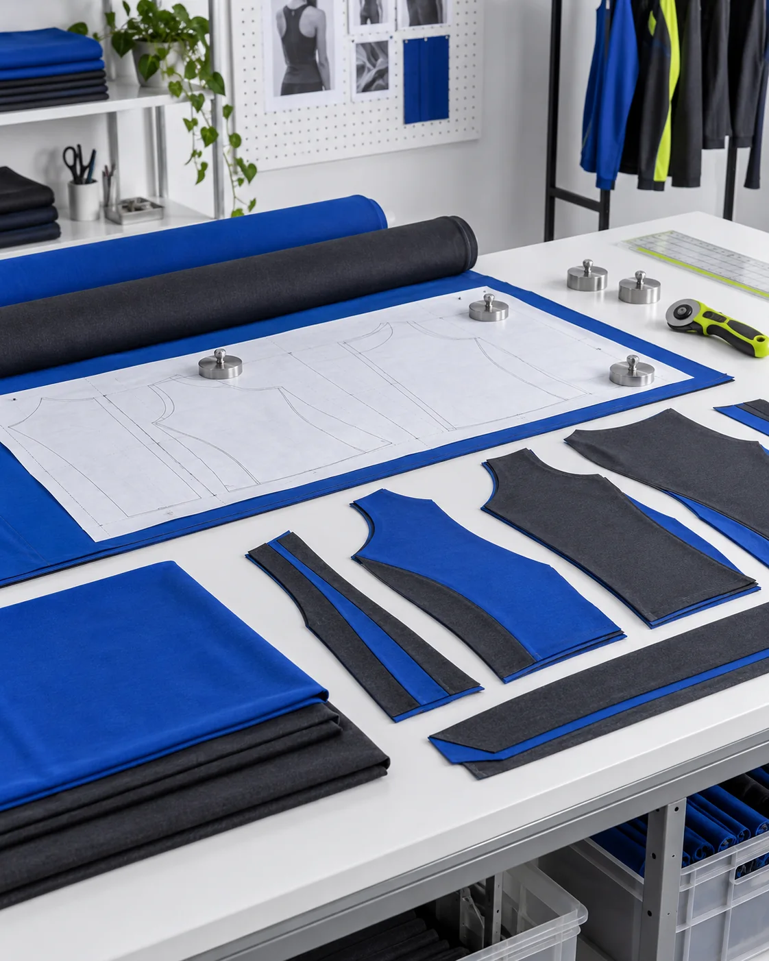 Fabric being cut into jersey panels